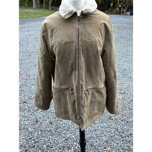 Colebrook Leather Jacket Mens Med Tan Suede Shearling Field Farm Vtg Distressed